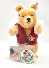 STEIFF Winnie the Pooh Disney Teddy 651243 Mohair w/ Tags and Disney Pin