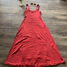 Old Navy Red Ribbed Knit Cotton Maxi Dress Scoop Neck Sleeveless Stretch M