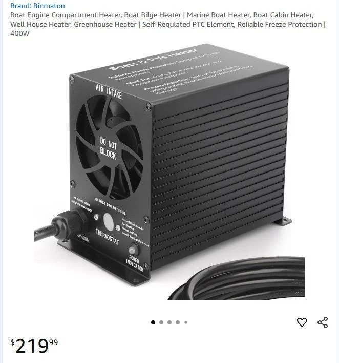 Calentador de compartimento, motor de pozo de RV marino para barco, resistente al agua, protección contra congelación Foto 2 de 4