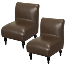 Armless Accent Chair Cover Slipcover, Waterproof PU Leather Stretch Chair Cov...