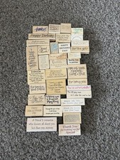 Vintage Wood Mounted Rubber Stamps Lot Of 36