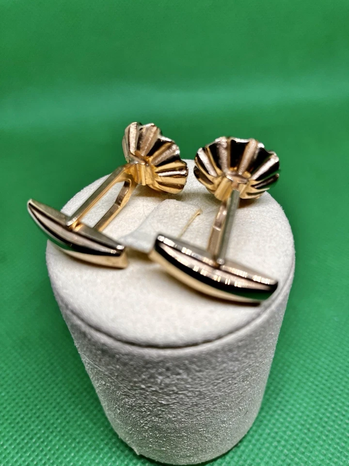 Vintage Mother of Pearl & Black Enamel Signed PIONEER Cuff Links in Show Box - Image 4 of 4