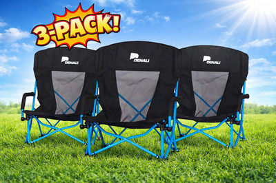 Lot Of 3 Denali Outdoors Low Rider Camp Chair   Three Pack Bundle