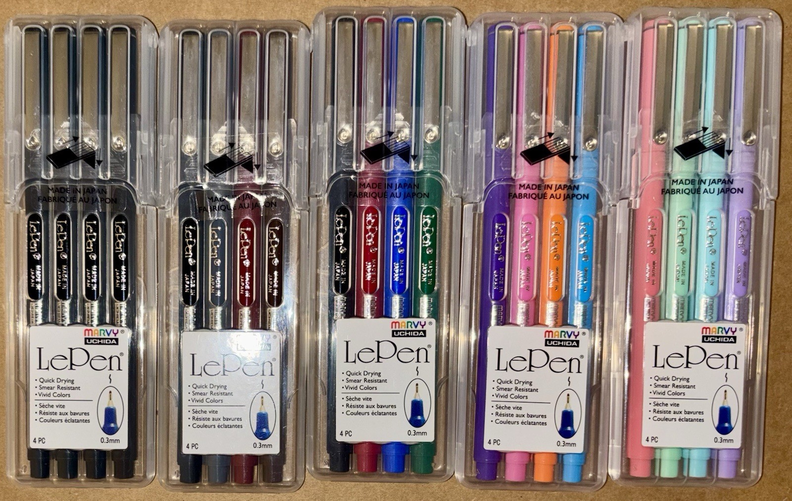 Marvy Uchida 17pkgs LePen Flex Color Pen Sets 112 Pens NEW Art Markers Lot