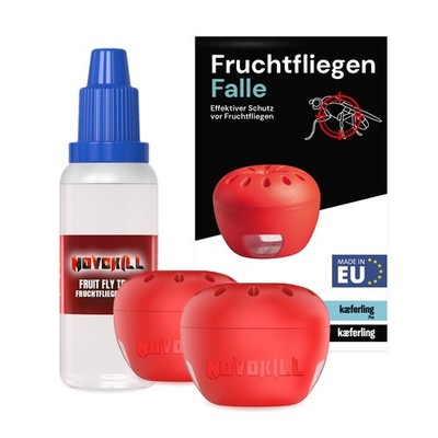 Novokill Fruchtfliegenfalle 2X Fallen + 30ml Köder - Wiederverwendbar