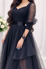 Transparentes Kleid Marke, Größe 36-38, Schwarz Lang