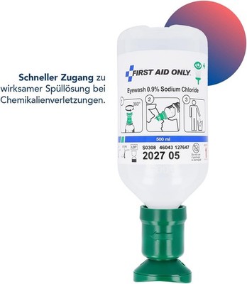 First Aid Only Augenspülflasche 500m Natriumchloridlösung (0,9%)  MHD 06/2029