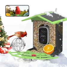Smart Bird Feeder with Camera, Solar Powered, 2K HD & AI Identification, Color 