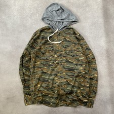 Real Tree Button-Up Mens Large Tiger Camo Military Hunting Shacket Shirt, Green