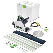 Image of Festool TS 55 FEBQ-Plus 110V Plunge Saw 576707 With Guide Rail Kit Set 577932