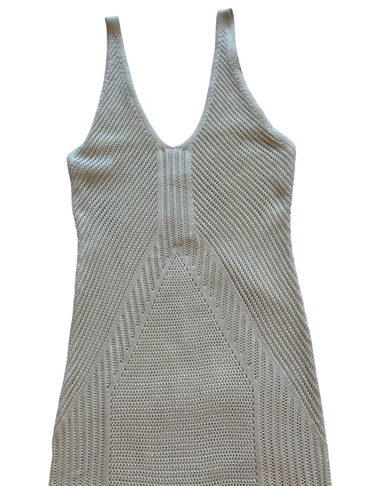 Maxi Vestido H&M Crochet Natación Encubrimiento Cuello en V Tanque Crema L RR10485 GUC Transparente Usado en Excelente Condición Foto 3 de 4