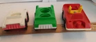 Lot of 3 vintage  Fisher Price Little People Vehicles - 2 cars. 1 fire truck