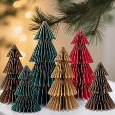 6 Pcs Paper Christmas Trees Neutral Honeycomb Christmas Tree 3D Honeycomb Christ