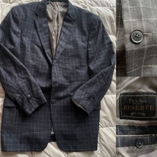 Jos A Bank Reserve Sport Coat Men's 44R Wool Windowpane 2 Button Dual Vent