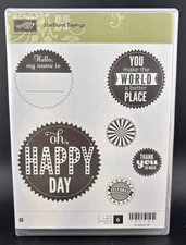 Stampin’ Up! Starburst Sayings 133182 Rubber Cling Stamp Hello Happy Thank