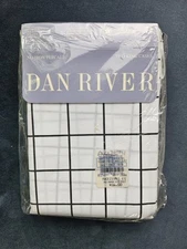 Vintage 1987 Dan River King Pillowcases 2-pack Madison Black Grid on White
