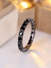 Black Bohemian Cubic Zirconia Eternity Ring Size 6 7 8 9 10