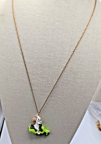 Betsey Johnson Easter Women's Bunny Vespa Pendant Slider Necklace