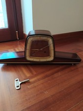 Antico orologio a pendolo da tavolo a corda con suono Gong FUNZIONANTE 