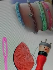 French Spool Knitting Loom Doll 4 Piece Set Wooden Home Made Rope Jewellery New