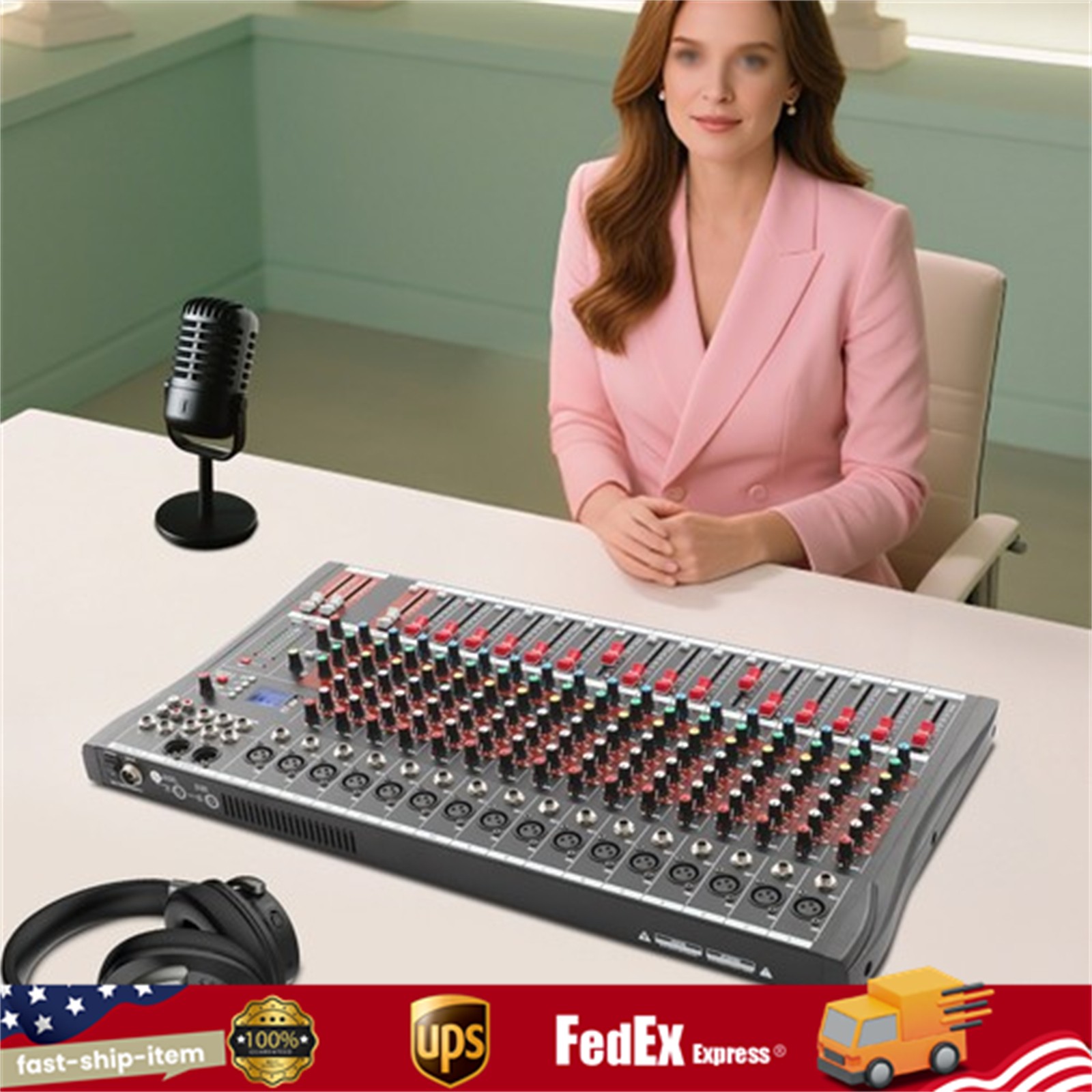 16 Channel Studio Audio Mixer Bluetooth USB Digital Sound Mixing Console Board
