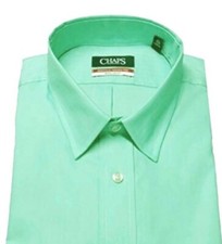 Chaps Men's Dress Shirt Regular Fit Wrinkle Free Twill Long Sleeve Green NWT