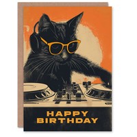 Dj-Decks, Schwarze Sonnenbrille Karte Mit Katzenmotiv Geburtstagskarte