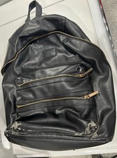 The Honest Company City Diaper Bag - Black Vegan Leather, Gold Zippers