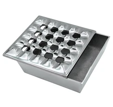 The Big Easy Tobacco Accessories Square Grid Cigar Ashtray, Silver