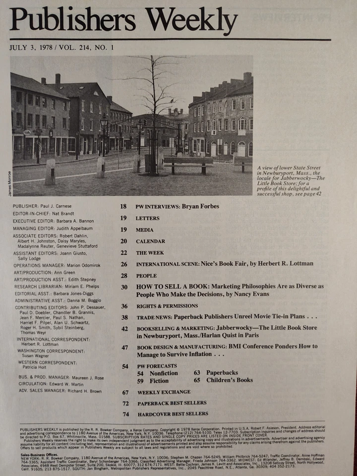 Rare PUBLISHERS WEEKLY Book Journal Magazine July 3 1978 Bryan Forbes - Image 2 of 2