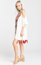 Show Me Your MuMu Ladies Jaden Tunic Colorful Embroidery Open Shoulder Dress-M