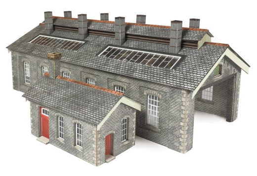 Metcalfe PN937 Double Track Stone Engine Shed N Gauge Card Kit