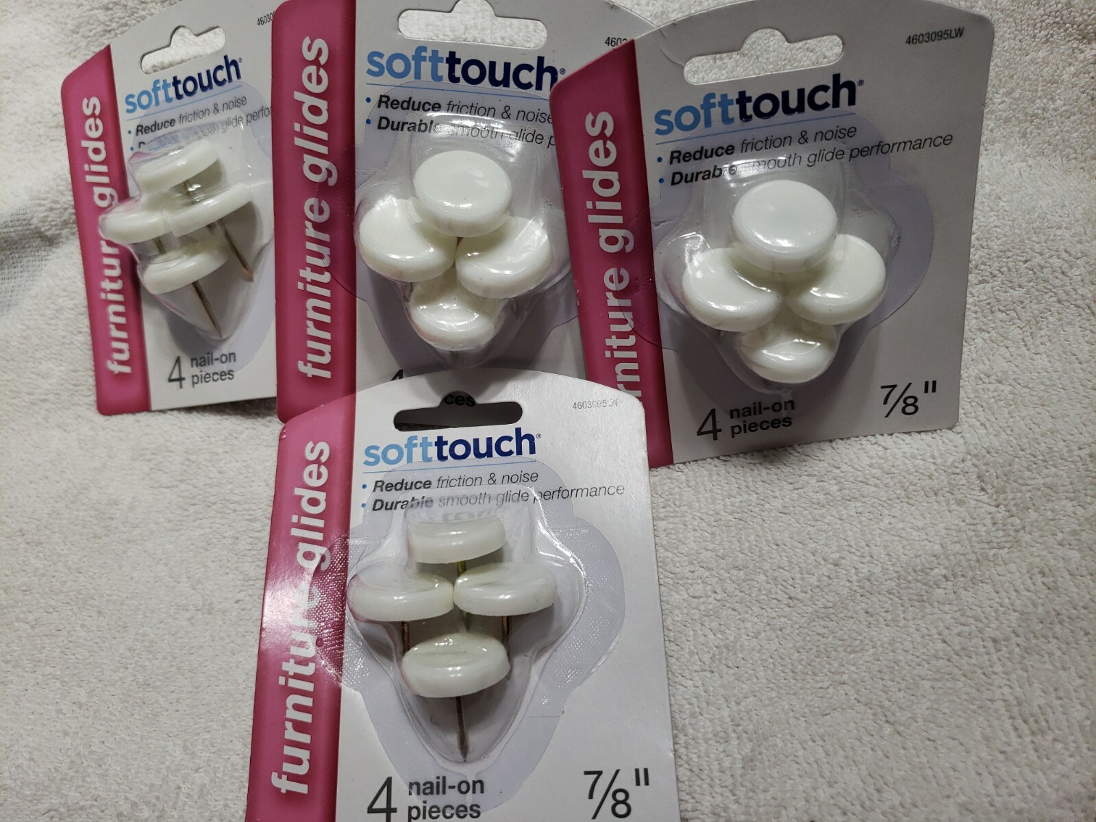 (4) Packs Waxman Consumer Group 4603095LW 7/8" White NailOn Furniture