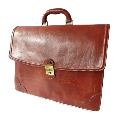 THE BRIDGE Briefcase, Document Leather Business Bag, Vintage Bag, Italy