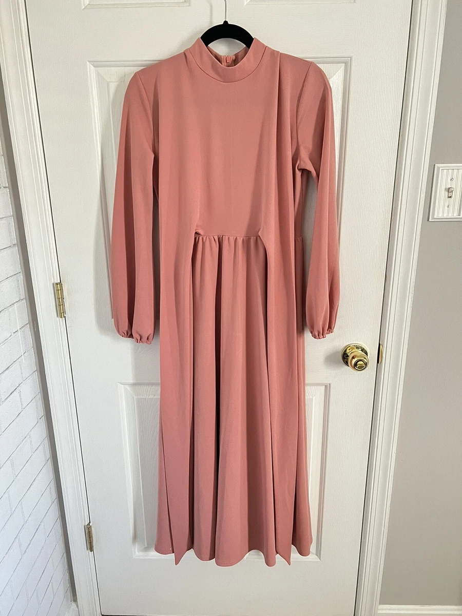 pink shein maxi dress With Belt size small US 4 made in china