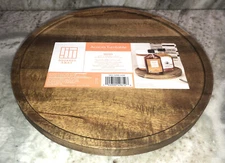 Bed Bath Beyond 9"Acacia Wood Lazy Susan Organizer Kitchen Turntable Pantry-NEW