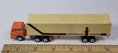 Orange Interstate System Cabover Yatming Semi Truck Tractor Trailer Rare Vintage