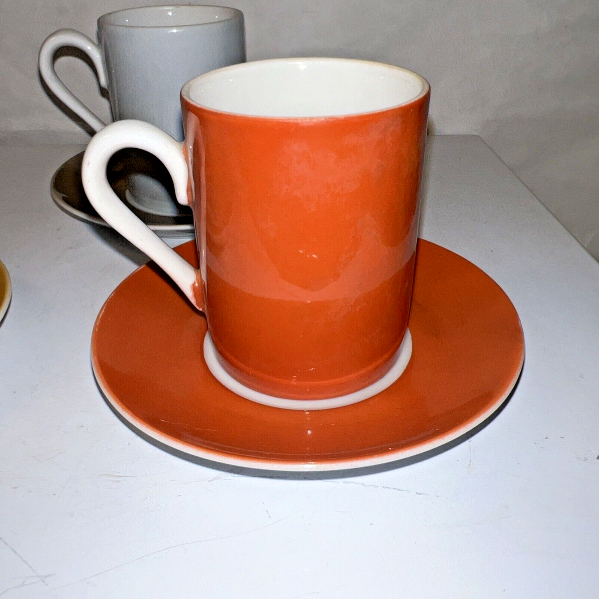 3) vintage Kenji Fujita Freeman Lederman Espresso Cups & Saucers