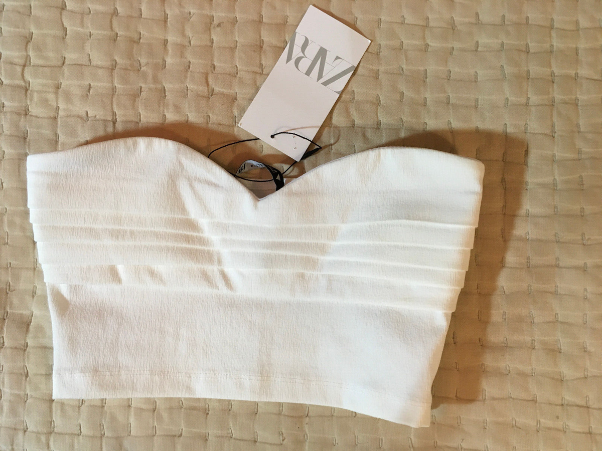 Zara Pleated Sweetheart Strapless Neckline Elastic Cropped