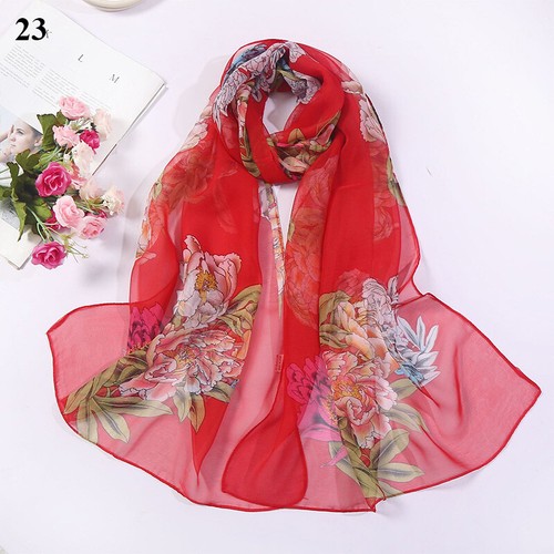 Long Soft Chiffon Scarf Plain Sheer Wrap Shawl Womens Large Stole Neck Scarves♧ - Picture 62 of 93