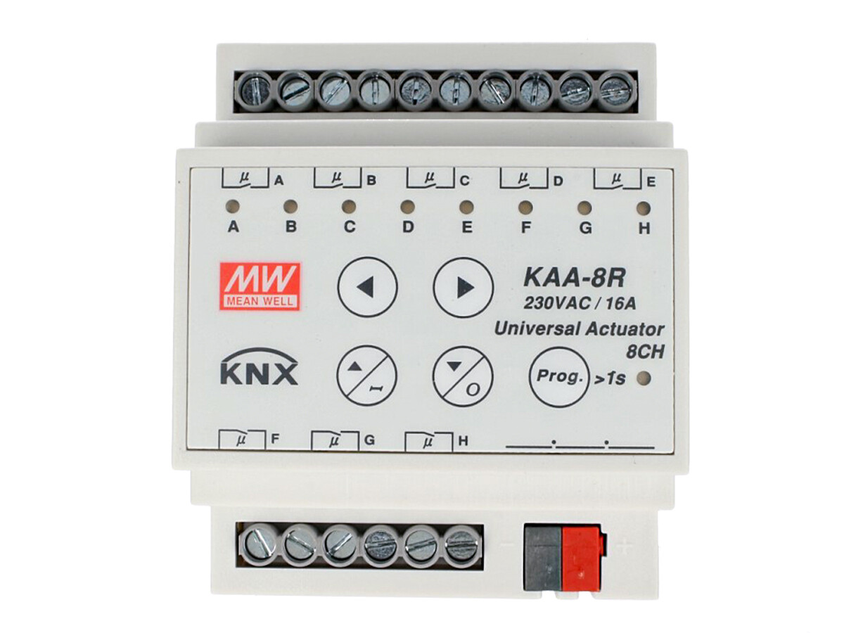 MeanWell KAA-8R Attuatore KNX Universale Relay On/Off 8 Canali 16A Konnex Con Gu