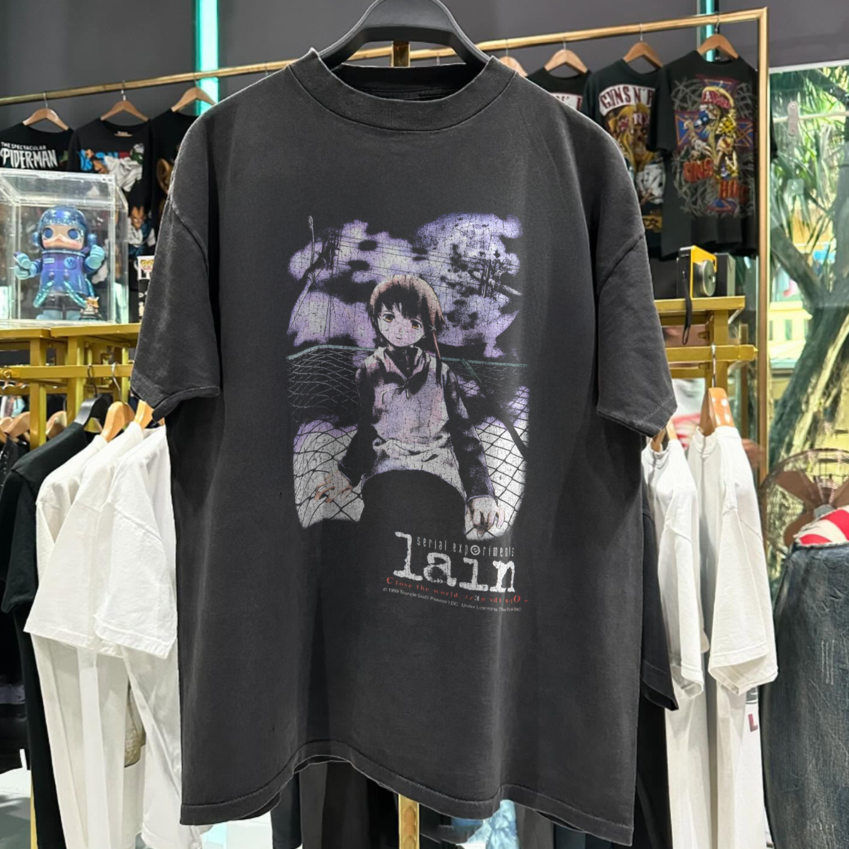1999 SERIAL EXPERIMENTS LAIN Anime Movie Black Unisex Shirt Men