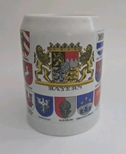 Bayern Ceramarte Stein Mug Beer Coat of Arms German Made in Brazil Stoneware 