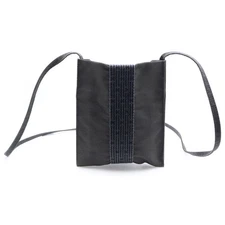 Hermes Ale Line Sacoche Black Gray Canvas Shoulder Bag Ladies