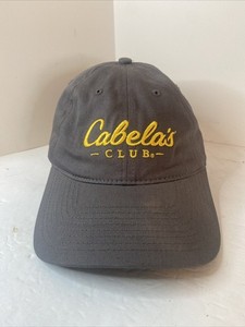 Cabela’s Club Classic Mens Adj Ball Cap Gray/Yellow Cabelos Embr On Front