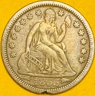1855 (Arrows) U.S. SEATED LIBERTY SILVER DIME 10c COIN (XF-Extra Fine)