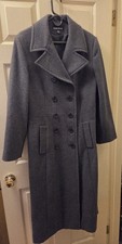 Donny Brook Women's Long Double Breasted Wool Coat, Size 14 Gray