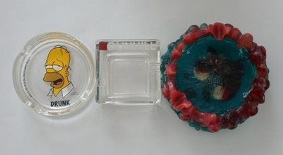 Top 3er Aschenbecher Set   Homer Simpson, Dunhill, Skull P1
