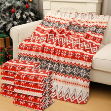12 Pcs Poinsettia Fleece Throw Blankets - Cozy Winter Gifts Decor
