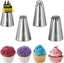 4PCS Cake Decorating Tip, Large Piping Tips Set, Stainless Steel Piping Tips-Pip